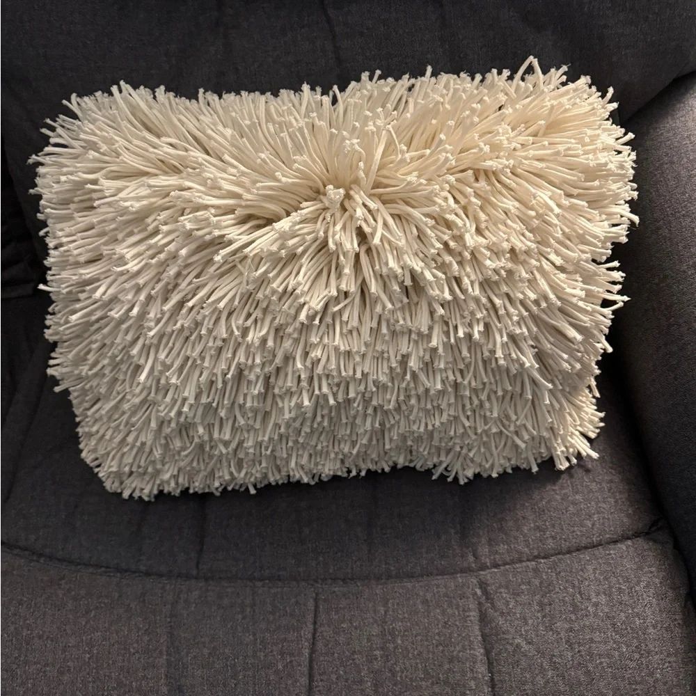 Crate&Barrel White Textured Accent Pillow